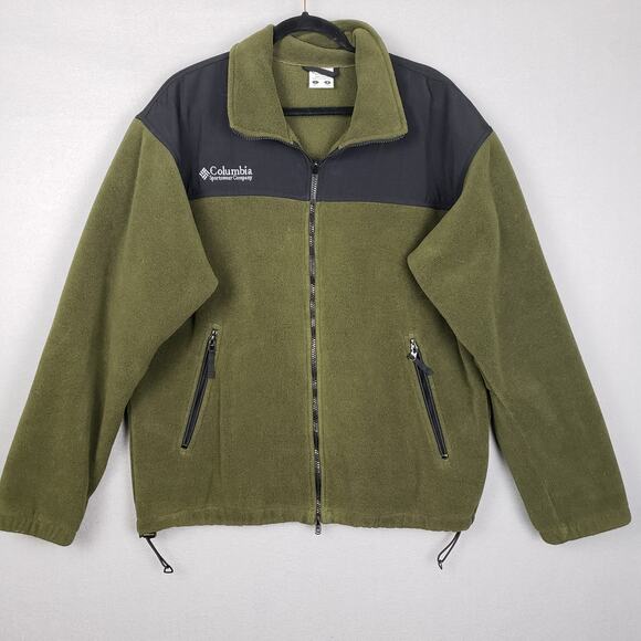 Columbia Mens Size L Full Zip Fleece Casual Jacket Green Black Two Tone Gorpcore - Picture 1 of 11